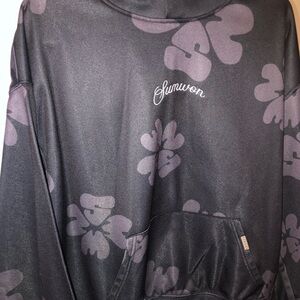 SHEIN Black and Gray Floral Hoodie